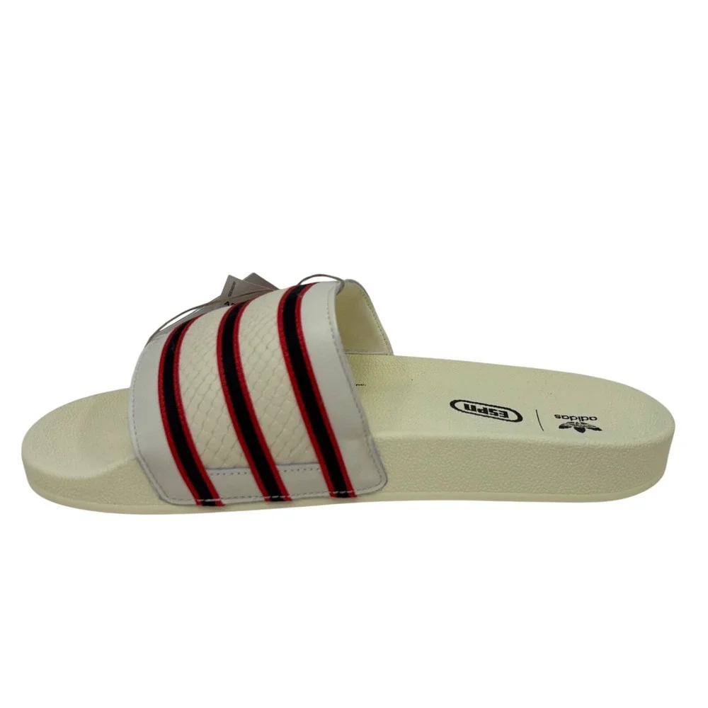 Adidas Mens Adilette X ESPN 1979 Slides 11 Cream Red Striped Sandals GZ1077 NWT